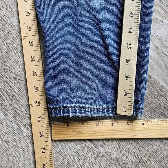Vtg Lee Western Bareback High Waist Mom Jeans Blue Tapered Leg USA Size 29 x 28? - Picture 10 of 16
